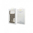 GUESS Funda Iphone 17 Pro Trasera Rigida Marron Logo Triangulo Magsafe con Soporte Camara