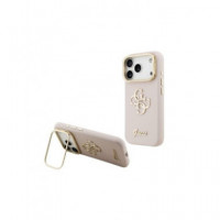 GUESS Carcasa Grained 4G Soporte Camara Iphone 17 Pro Max Rosa - Guanxe Atlantic Marketplace