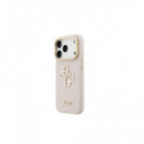 GUESS Carcasa Grained 4G Soporte Camara Iphone 17 Pro Max Rosa