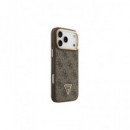 GUESS Funda Iphone 17 Pro Max Trasera Rigida Marron Logo Triangulo Magsafe con Soporte Camara
