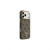 GUESS Funda Iphone 17 Pro Max Trasera Rigida Marron Logo Triangulo Magsafe con Soporte Camara - Guanxe Atlantic Marketplace