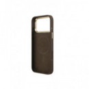 GUESS Funda Iphone 17 Pro Max Trasera Rigida Marron Logo Triangulo Magsafe con Soporte Camara