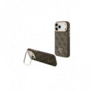 GUESS Funda Iphone 17 Pro Max Trasera Rigida Marron Logo Triangulo Magsafe con Soporte Camara