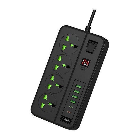 ANDOWL Regleta 4 Enchufes con 4XUSB A/2XTIPO C Q-PX990 3000W