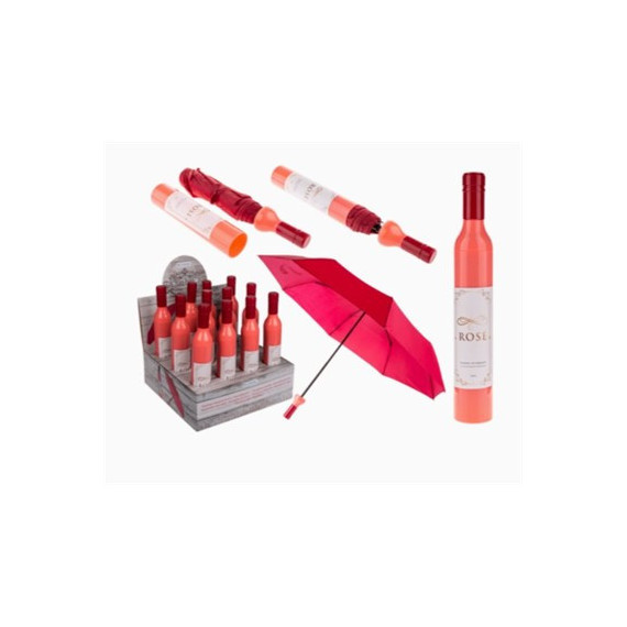 Paraguas Plegable en Diseño Botella Vino Rose 90CM 61/1842  OUT OF THE BLUE