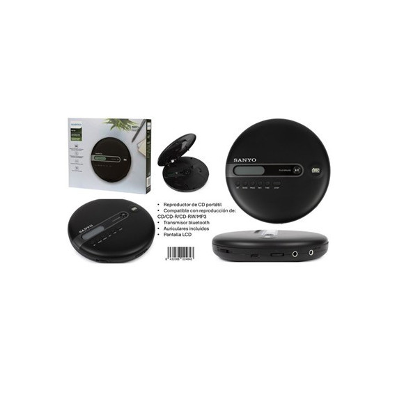 SANYO Reproductor CD Discman KS139 con Transmisor BLUETOOTH y Auriculares Incluidos