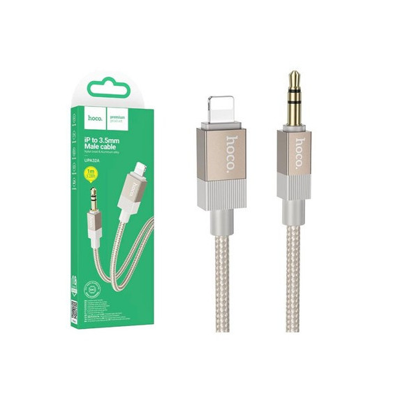 HOCO Cable Lightning a Jack 3.5MM/M UPA32A 1MTR Nylon Dorado