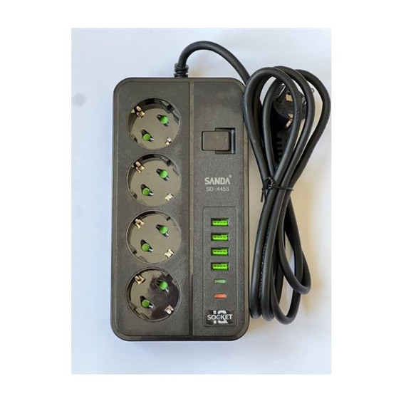 SANDA Regleta 4 Enchufes+ 4XUSB A+2XTIPO C con Interruptor 3000W SD-4453