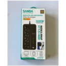 SANDA Regleta 4 Enchufes+ 4XUSB A+2XTIPO C con Interruptor 3000W SD-4453