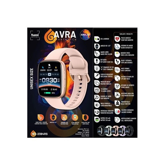 SAMI Reloj Smartwatch Avra Amoled WS2384RS Oro Rosa