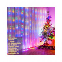 KLS Cortina  Luz Navidad Multicolor Interio/Exterior 360Led 3x1.80Mtrs 8 Funciones 85724