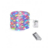 Kls Tira Luz Navidad Multicolor Exterior Pila 100LED 7MTRS 8 Funciones 85937  LALO