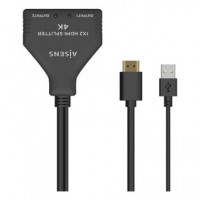 AISENS Splitter HDMI 1X2 Salidas con Alimentacion por USB 4K 30HZ Full HD A123-0654