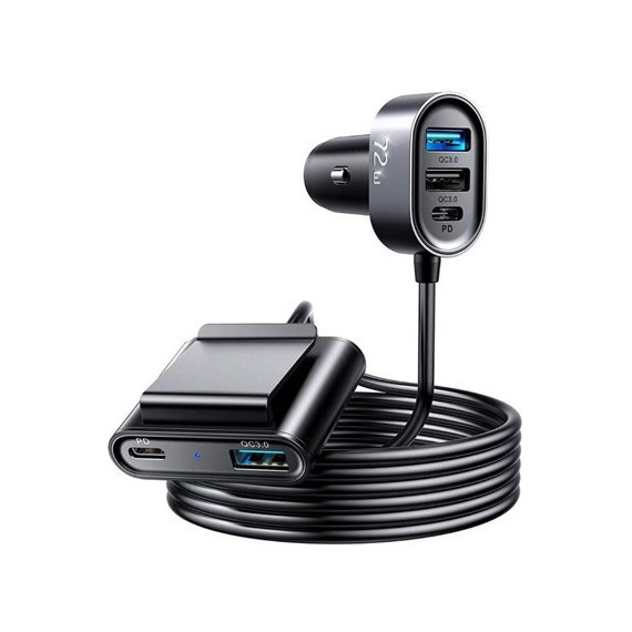 JOYROOM Cargador Coche 78W con 3X USB y 2X Tipo C con Cable 1.5MTRS