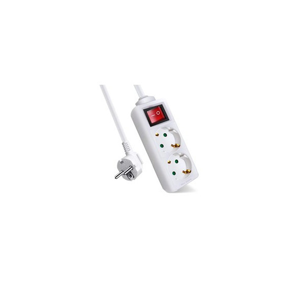 EXTRASTAR Regleta 2 Enchufes Con 3mtrs Cable SLGE-005-3M Blanco