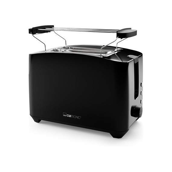 CLATRONIC Tostadora de Pan Ta 3801 Negro Calentador de Panecillos y Gofres, Funcion Descongelacion