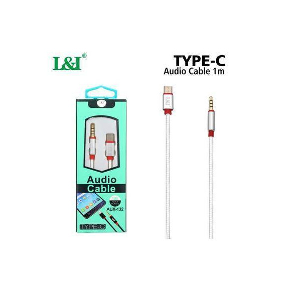 L&i Cable Audio Tipo-c a Jack 3.5MM AUX-132 1MTR Negro Rojo Reforzado  LALO