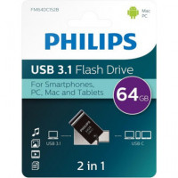 PHILIPS Pendrive Dual USB a y Tipo C 64GB FM64DC152B para Android