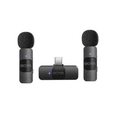 BOYA Pack de 2 Microfonos Inalambrico de Solapa BY-V20 Conector Tipo C
