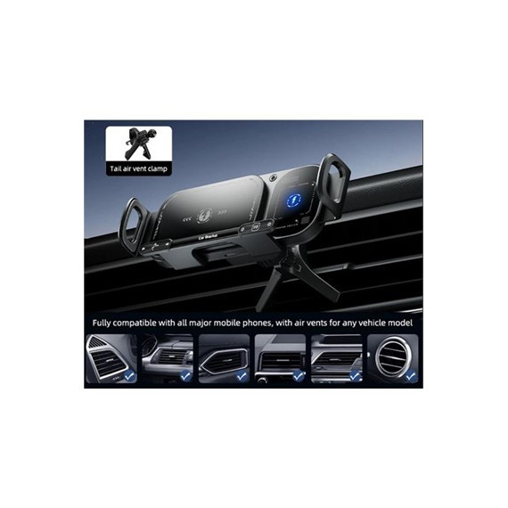 XO Soporte Movil Coche para Rejilla con Carga Inalambrica 15W WX042 Folding Screen Touch