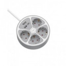 TM ELECTRON Base Redonda Multiple de 4 Enchufes + Puerto USB y Tipo C 1.5MTRS Gris TMUAD554CB