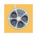 TM ELECTRON Base Redonda Multiple de 4 Enchufes + Puerto USB y Tipo C 1.5MTRS Gris TMUAD554CB