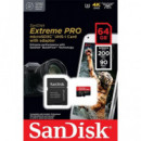 SANDISK Tarjeta Memoria Micro Sdxc 64GB Extreme Pro Uhs-i 200MB/S 4K con Adaptador