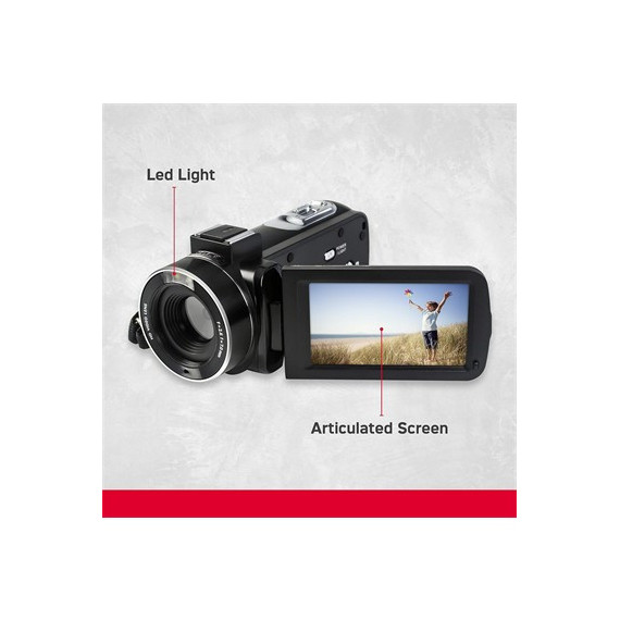 AGFAPHOTO Videocamara CC2700 3" Lcd 2.7K,24MP ,18X Zoom Incluye Microfono Externo Negra