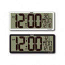 SAMI Reloj de Pared y Sobremesa Digital Xl LD-12507 Blanco con Temperatura,multi Idiomas
