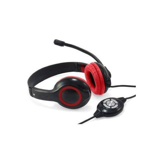 CONCEPTRONIC Micro Auricular de Casco Con Cable POLONA Para PC VOIP,Usb CCHATSTARU2R Rojo