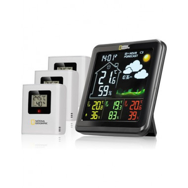 NATIONAL GEOGRAPHIC 9070710 Estacion Meteorologica Temperatura Humedad Int/ext con 3 Sensores