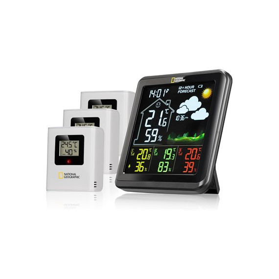 NATIONAL GEOGRAPHIC 9070710 Estacion Meteorologica Temperatura Humedad Int/ext con 3 Sensores