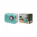 SANYO Radio Portatil BLUETOOTH Vintage Fm/am/sw KS136A Azul Turquesa Usb,micro Sd,recargable