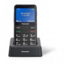 PANASONIC Telefono Movil KX-TU155 Exbn Negro Teclas Grandes,boton Sos,blue,,micro Sd con Base de Car