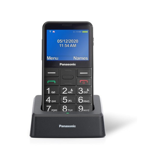 PANASONIC Telefono Movil KX-TU155 Exbn Negro Teclas Grandes,boton Sos,blue,,micro Sd con Base de Car