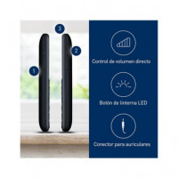 PANASONIC Telefono Movil KX-TU155 Exbn Negro Teclas Grandes,boton Sos,blue,,micro Sd con Base de Car