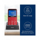 PANASONIC Telefono Movil KX-TU155 Exrn Rojo Teclas Grandes,boton Sos,bluetooth,micro Sd