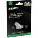 Emtec Pendrive Dual 256GB USB 3.2  Usb-a/ Tipo C ECMMD64GD283 80MB/S  LALO