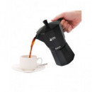 SOGO Cafetera MOKA de Aluminio 6 Tazas SS-7610 Negra Electrica Induccion,Gas ,Vitro