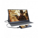 DENVER Monitor Portatil 15.6" PMO-15604 Gris Full HD Hdmi,Usb Tipo C,Funda Soporte Tapa Magnetica