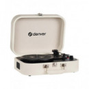 DENVER Tocadisco Retro VPL-130 en Maletin Blanco Grabacion USB con Alatavoz 2X10W ,rca,aux In