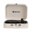 DENVER Tocadisco Retro VPL-130 en Maletin Blanco Grabacion USB con Alatavoz 2X10W ,rca,aux In