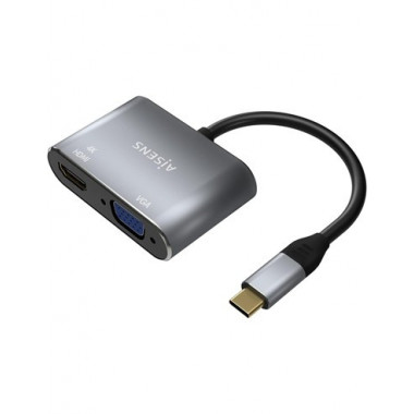 AISENS Adaptador Tipo C/m a Vga/m, Hdmi/h Gris 0.15CM A109-0627