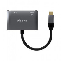 AISENS Adaptador Tipo C/m a Vga/m, Hdmi/h Gris 0.15CM A109-0627