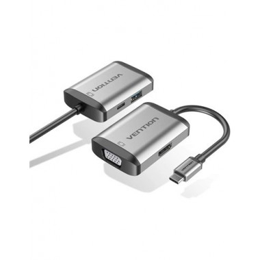 VENTION Hub Tipo C/m a Hdmi/h,vga/h,usb 3.0/PD Tfahb