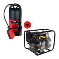 Pack Motobomba Gasolina 6.5HP TAKUMA + Bomba Agua 400W Aicer