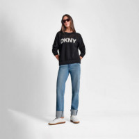 Sudadera de Cuello Redondo con Logo de Pointelle  DKNY
