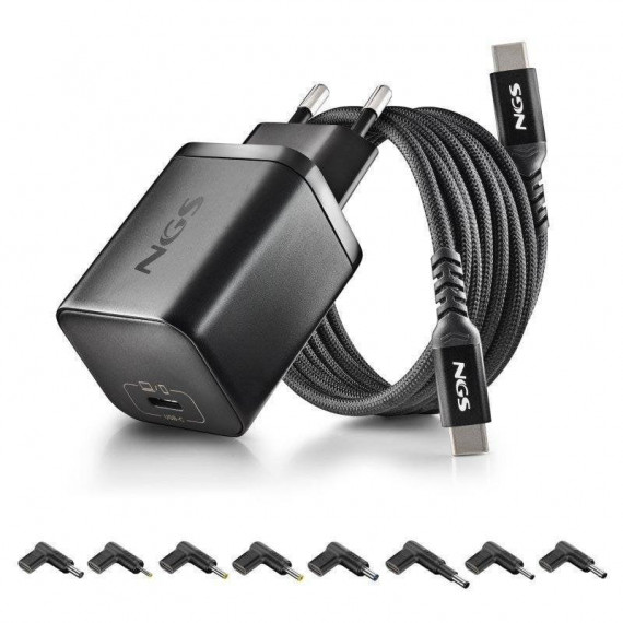 Cargador Portátil NGS Bud Gan Usb-c 65W para Asus con 8 Conectores y Cable 1.5M Negro