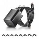 Cargador de Portátil NGS Bud Gan Usb-c 65W para Hp con 8 Conectores y Cable de 1.5M Negro