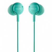 Auriculares NGS Cross Drift Mint In-ear con Micrófono Jack 3.5MM Verde Menta